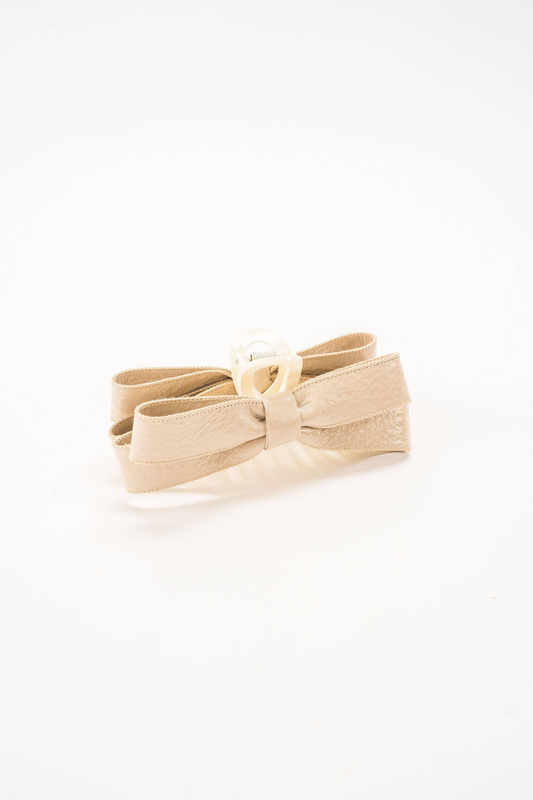 Paige Bow Hair Claw: Cream Violet & Brooks