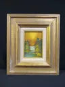 Vintage Oil on Board Painting, Signed, Warm Forest Scene The Mustard Seed Collection, The Seed