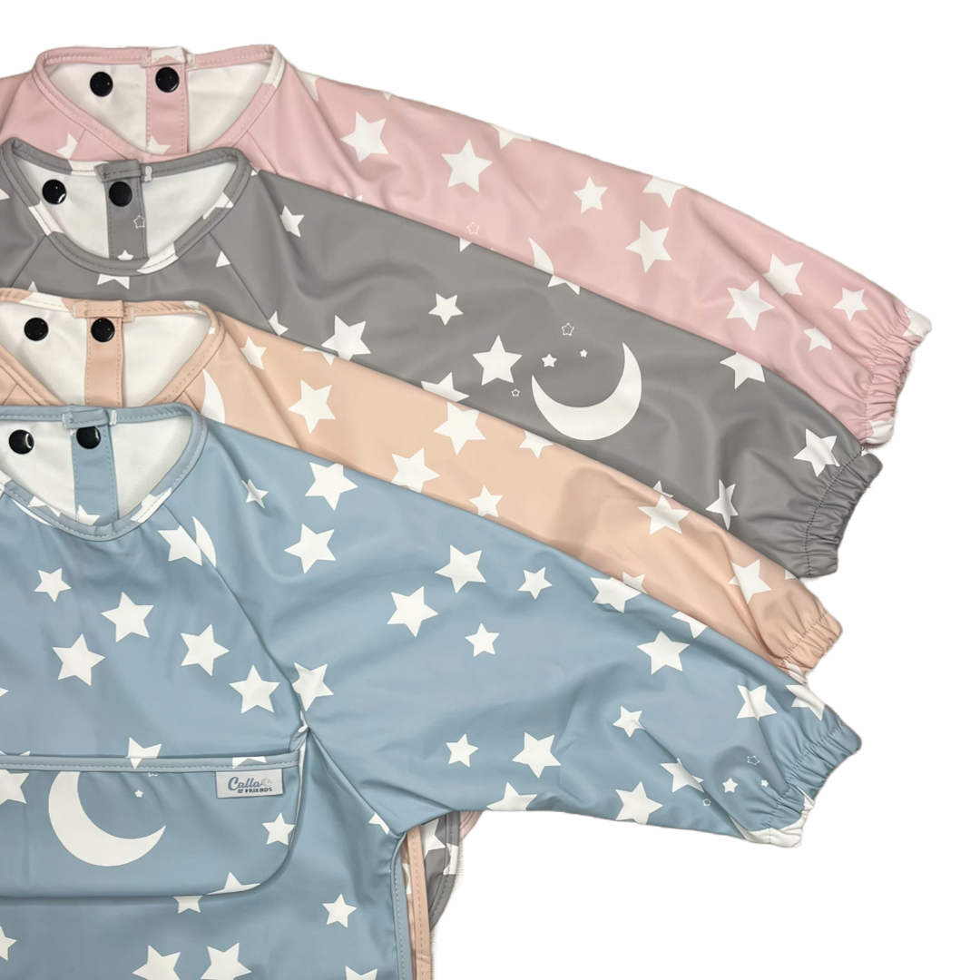 The Grayson Long Sleeve Bib - Starry Night: Petal Pink Calla & Friends