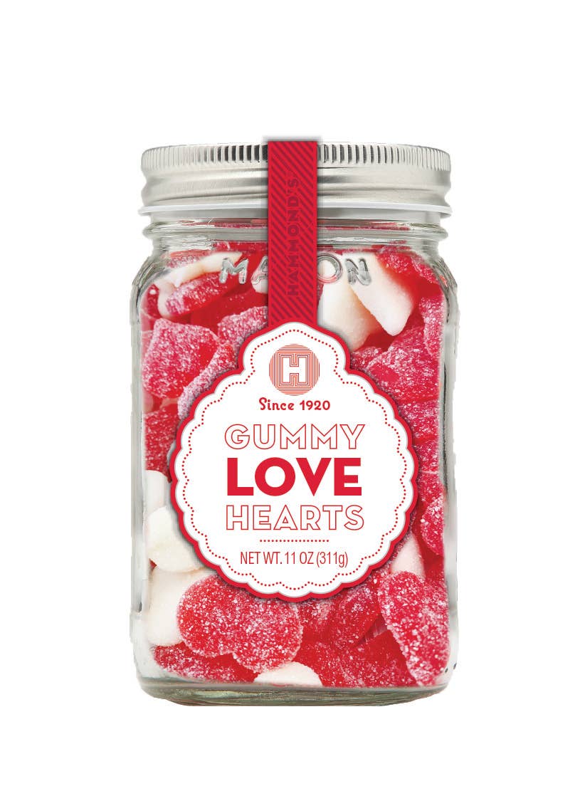 Mason Jar Candies Love Heart Gummies 11oz Hammond's Candies