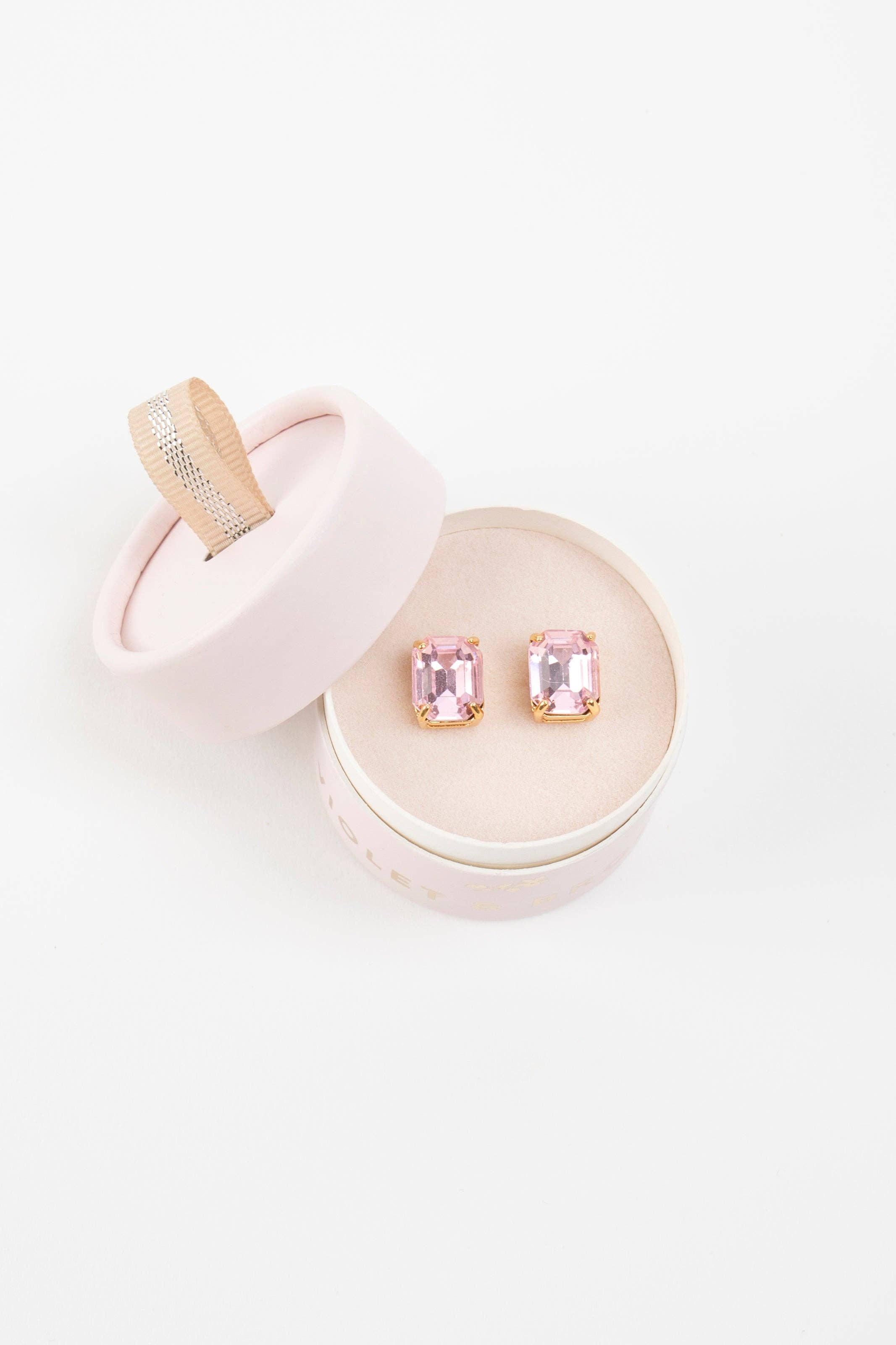 Everlyn Boxed Post Earring: Light Rose Violet & Brooks