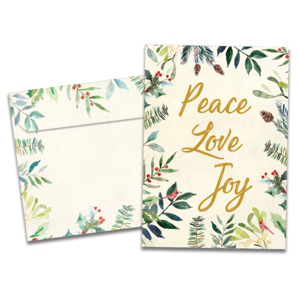 Peace Joy Watercolor Holiday 4 Pack 19894 Tree-Free Greetings