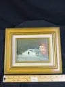 Vintage Oil on Board Painting, Signed, Winter Scene Wildwood Auction