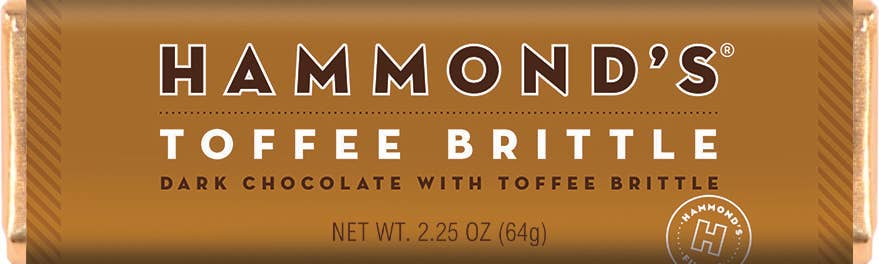 Natural Toffee Brittle Dark Chocolate Candy bar 2.25oz Hammond's Candies