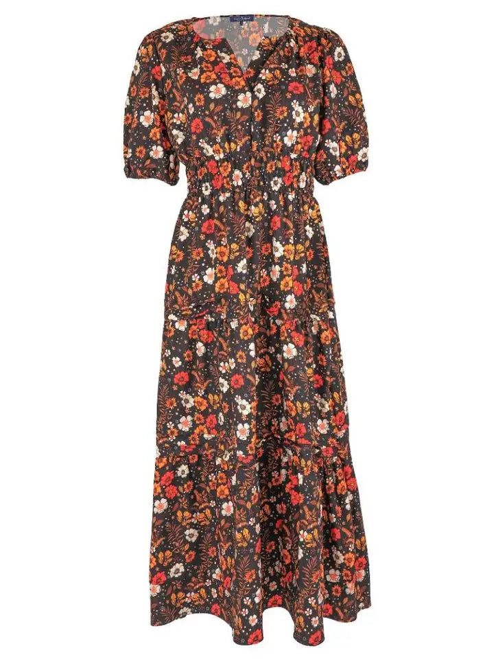 Simply Southern Vintage Floral Maxi Dress Black Floral The Mustard Seed Collection, The Seed