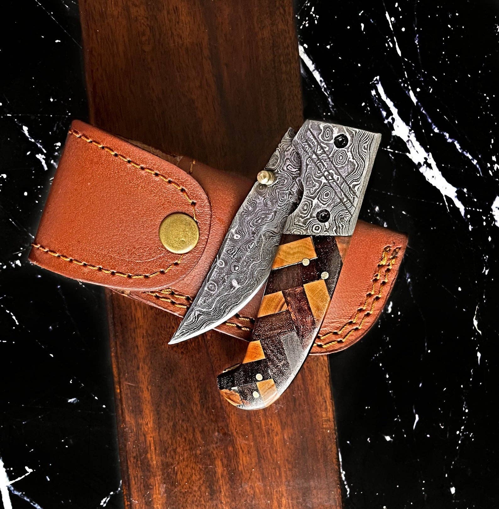 Titan classico - Raindrop Damascus Pocket Utility Knife TF-001Y Titan International