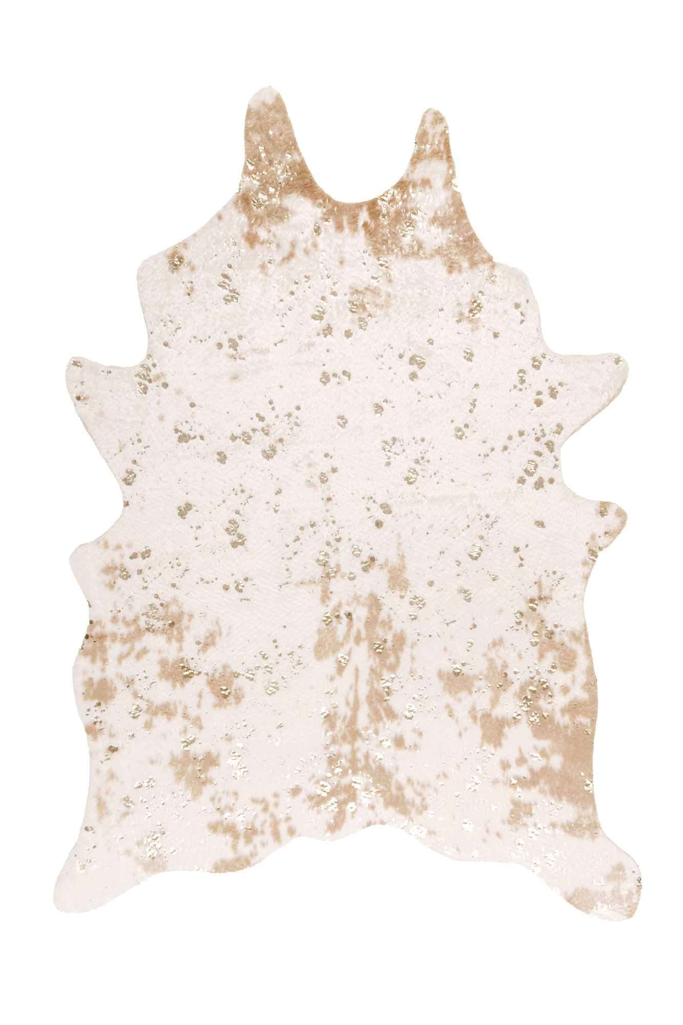 Iraida Faux Cowhide Area Rug: Off-White / Shaped / 4' x 5' nuLOOM