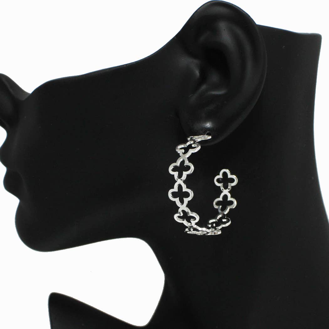 Thin Clover Cutout Hoop Earring: Gold / ONE SIZE SOPHIA WHOLESALE