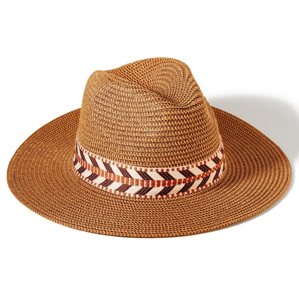 Straw Panama Sun Hat With Woven Band Dark Natural Judson