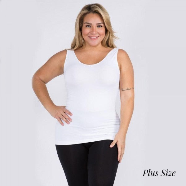 Women's Plus Size Seamless Reversible V-Neck Tank Top White Judson