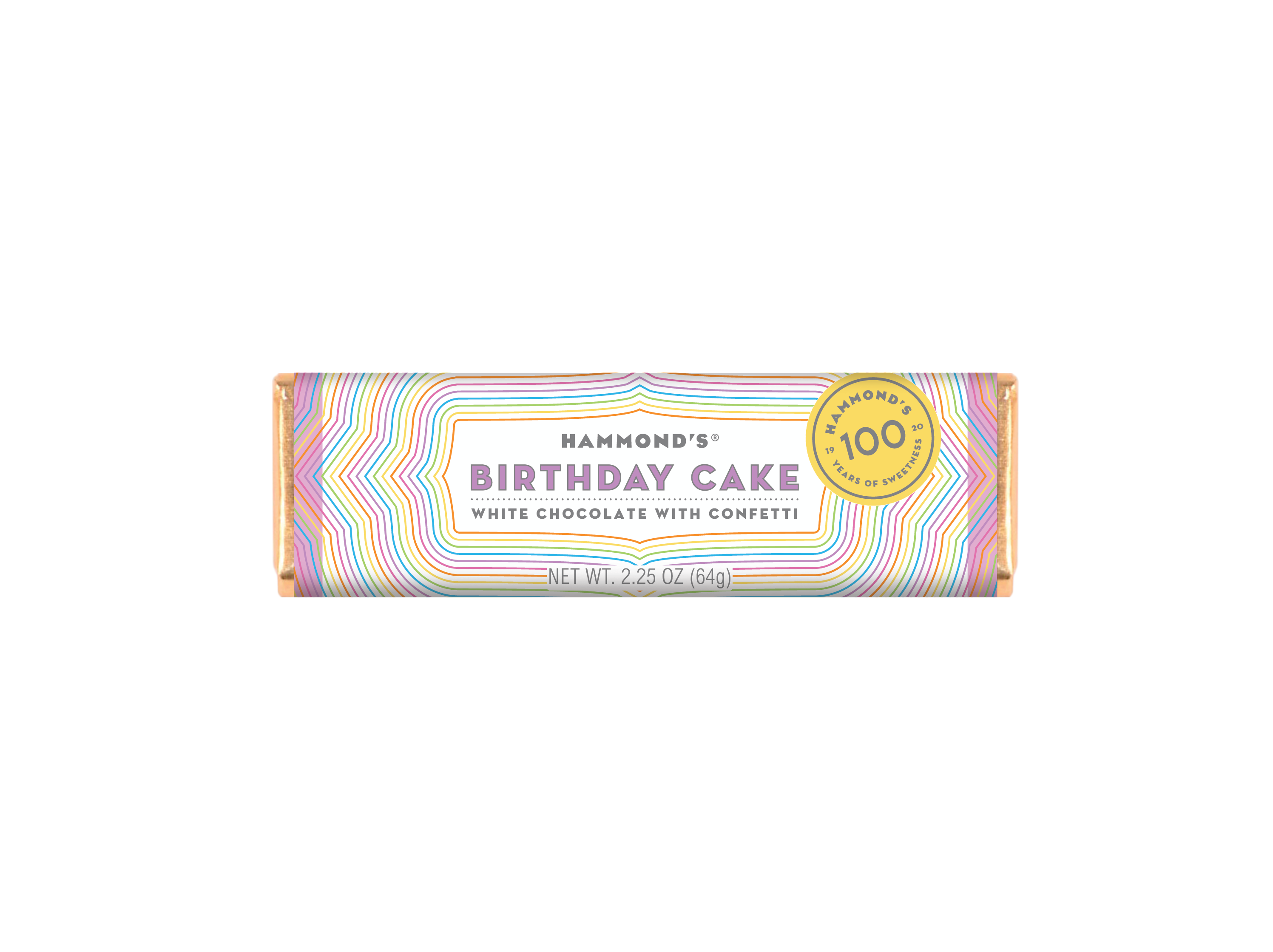 Birthday Cake White Chocolate Bar 2.25oz Hammond's Candies