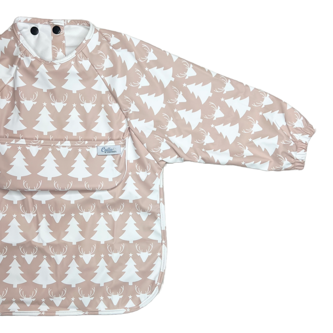 The Grayson Long Sleeve Bib - Limited Edition Christmas: Cloud Gray Calla & Friends