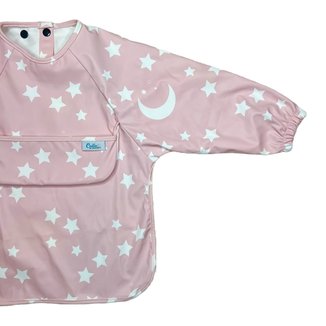 The Grayson Long Sleeve Bib - Starry Night: Petal Pink Calla & Friends