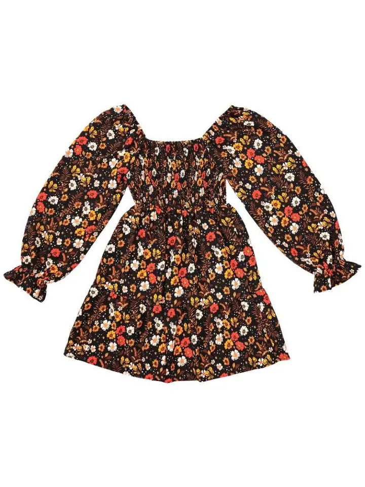 Simply Southern Vintage Floral BabyDoll Dress Black Floral The Mustard Seed Collection, The Seed