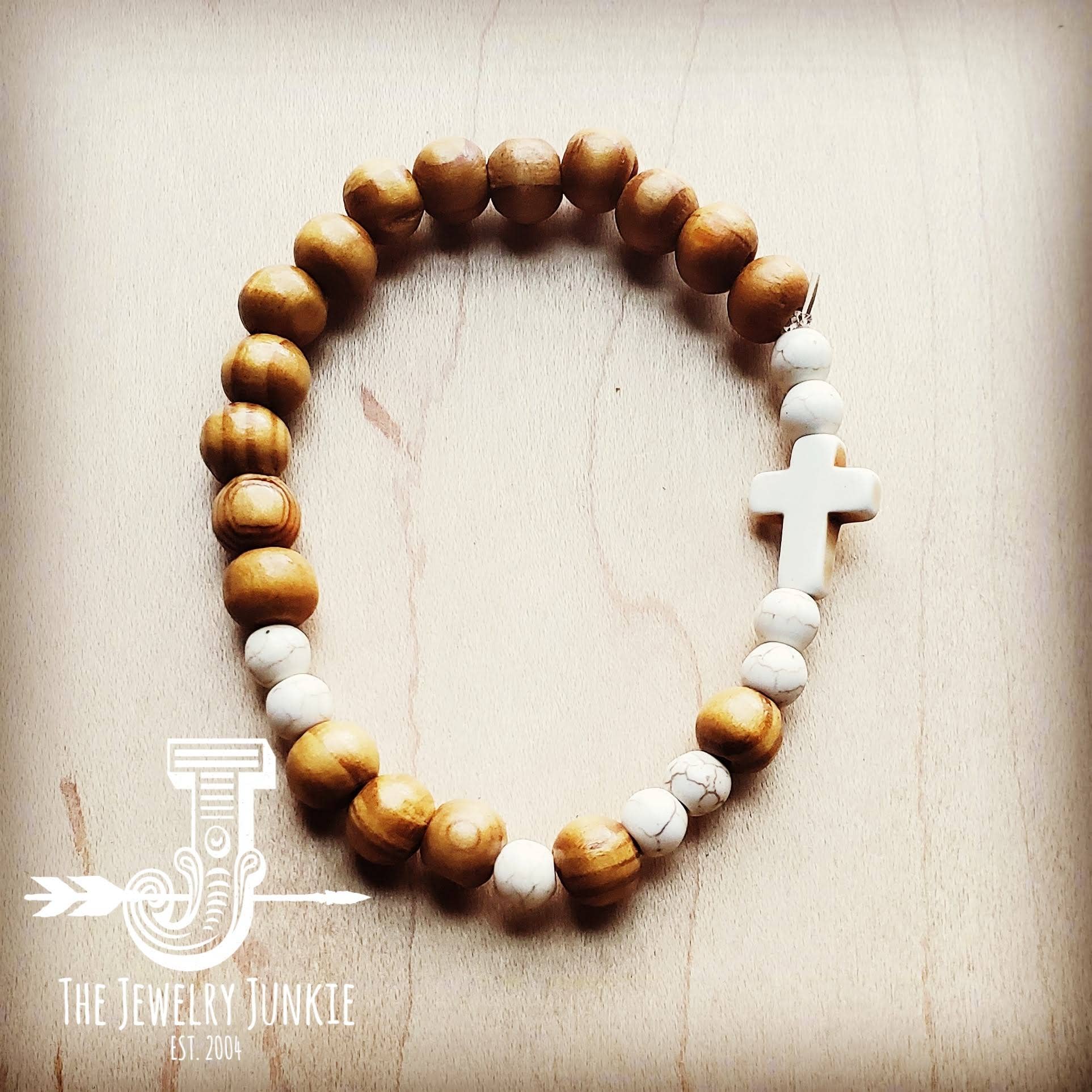 Wood & White Turquoise Beads Beaded Bracelet Bar The Jewelry Junkie