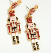 Glitter Accented Nutcracker Christmas Drop Earrings Judson