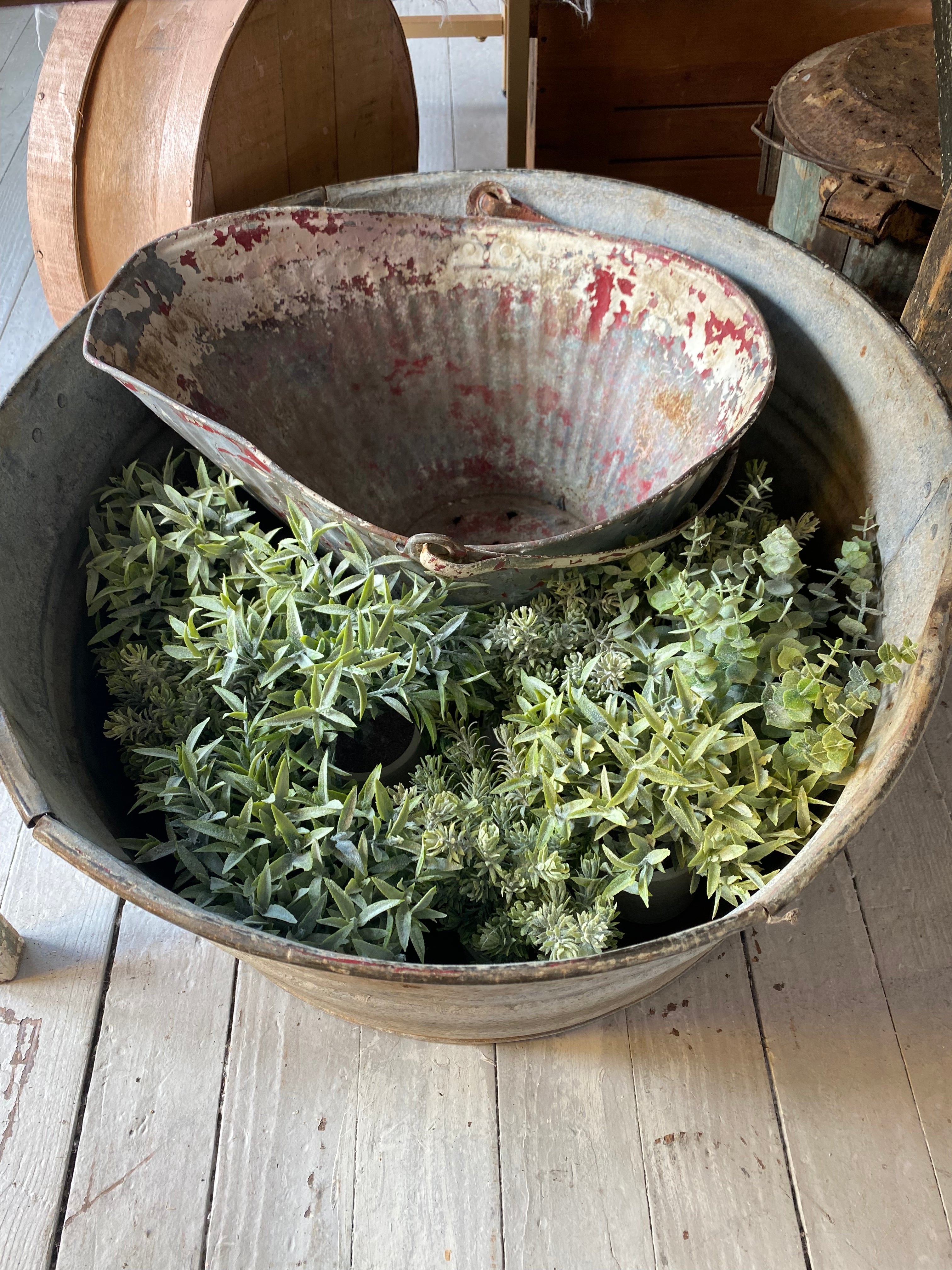 Very Used Vintage Galvanized Tub The Mustard Seed Collection, The Seed