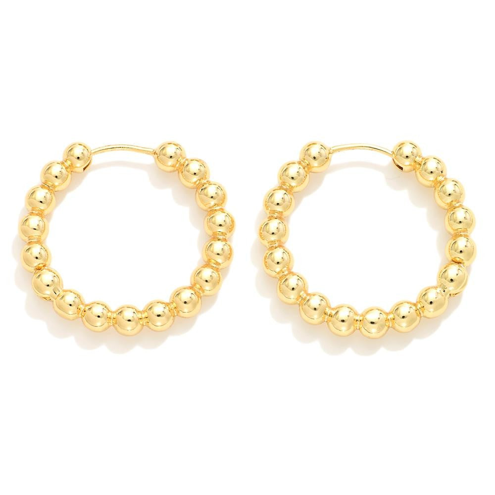 Do Everything In Love Metal Tone Beaded Hoop Earrings Gold Judson