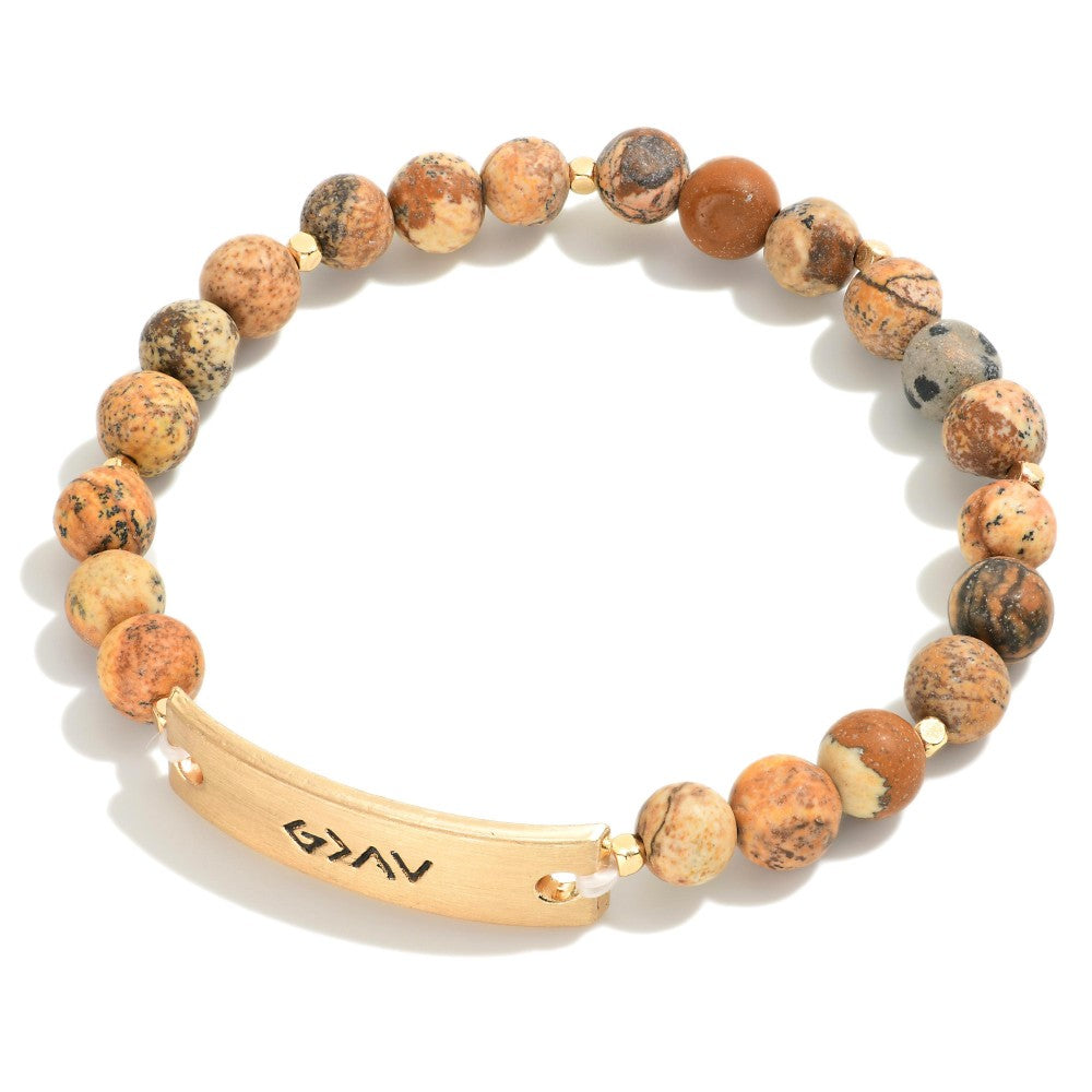 God is Greater Than the Highs and the Lows Pendant Natural Stone Beaded Stretch Bracelet Picture Jasper Judson