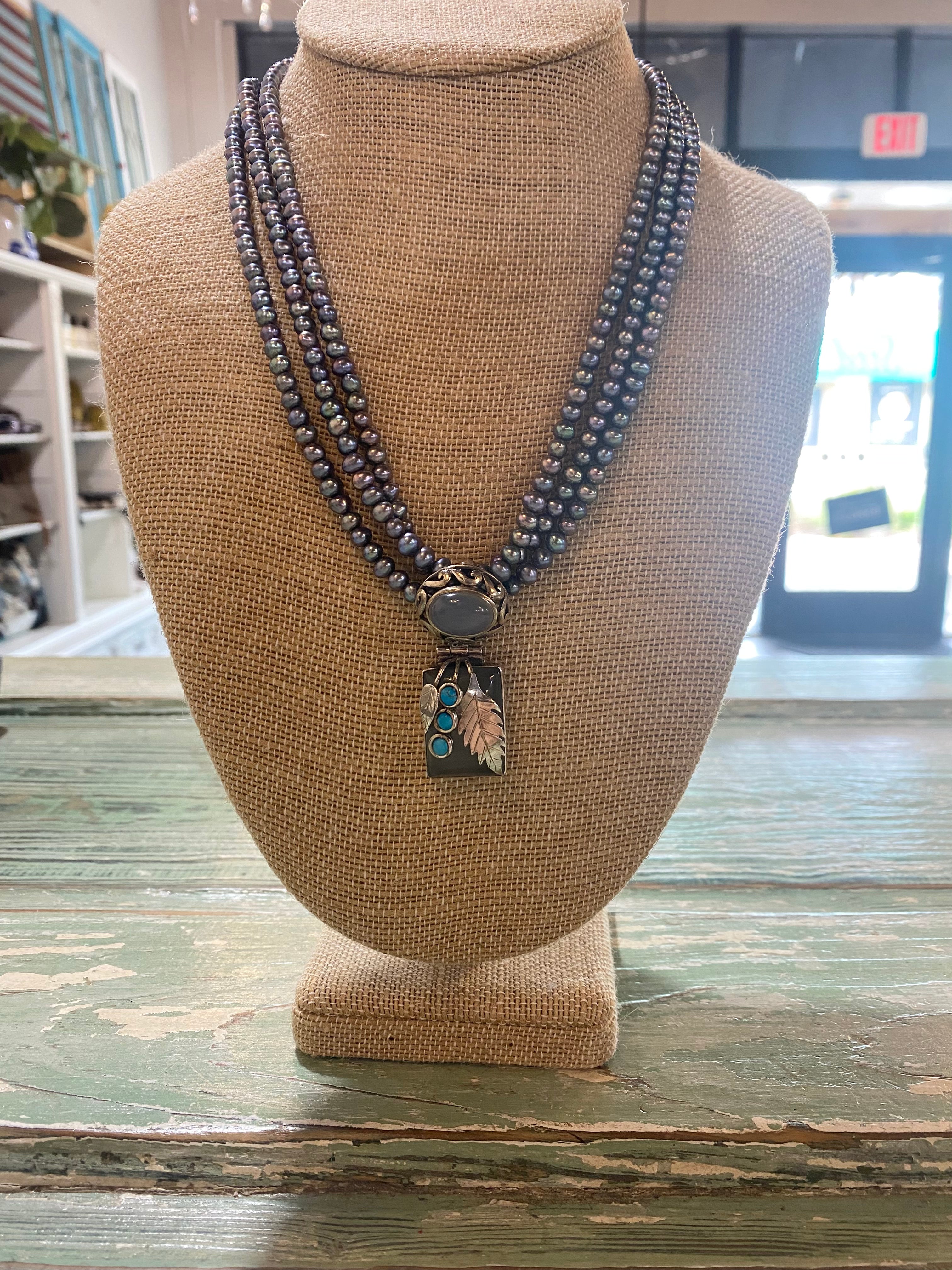 Purple Iridescent Pearl W/ Sterling Pendant moon stone turquoise necklace The Mustard Seed Collection, The Seed