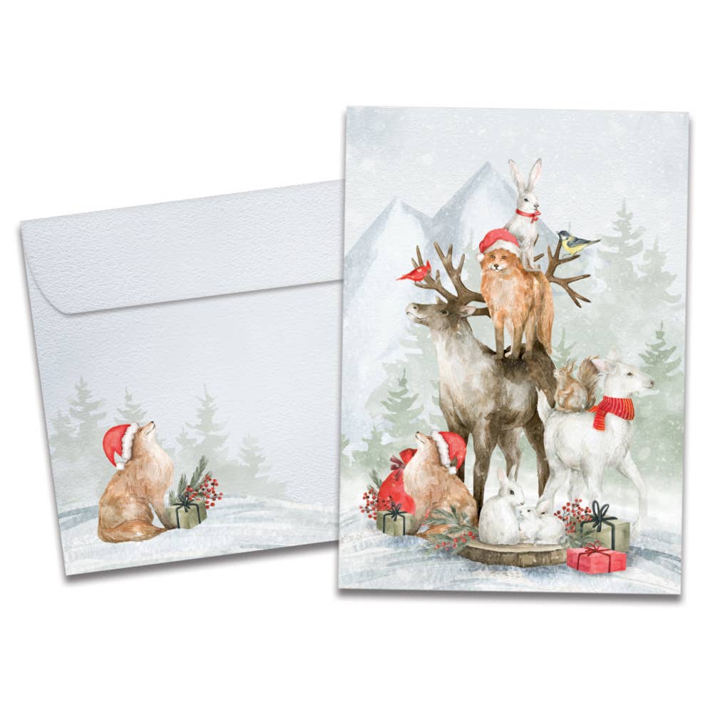 Piled Wild Watercolor Holiday 4 Pack 60062 Tree-Free Greetings