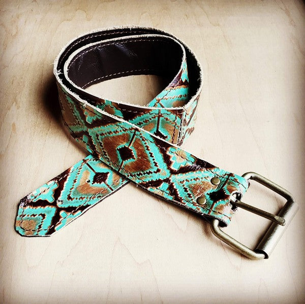 Turquoise Navajo Genuine Leather Belt 50 inch The Jewelry Junkie