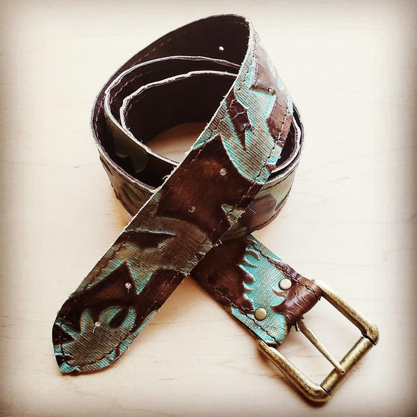 Turquoise Laredo Genuine Leather Belt 50 inch The Jewelry Junkie