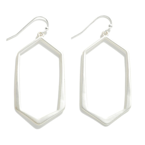 Simple Metal Stretched Hexagon Drop Earrings Judson