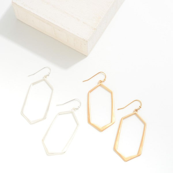 Simple Metal Stretched Hexagon Drop Earrings Judson