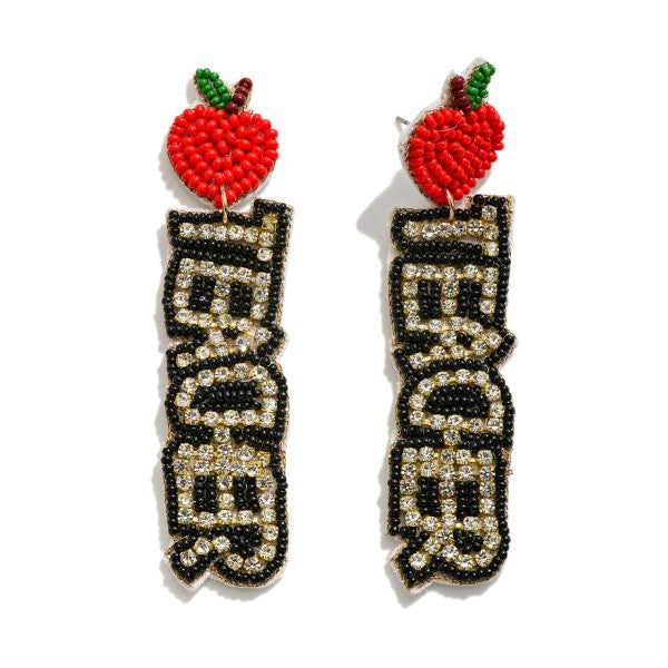 Seed Bead and Rhinestone Teacher Drop Earrings Judson